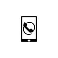 Phone flat icon. Mobile phone ringing sign. Symbol for the design of the interface of the application and website. Royalty Free Stock Photo